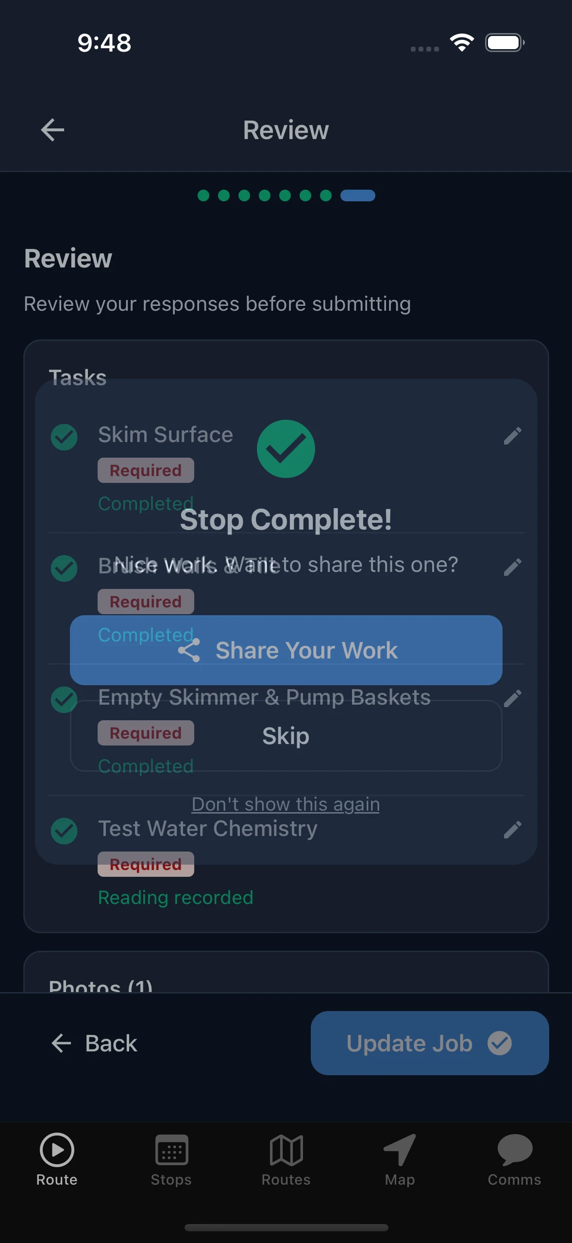 Stop Complete card after the guided checklist